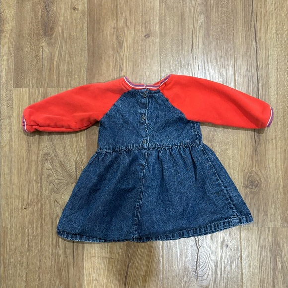 Next Rainbow Denim & Red Sweatshirt Dress - Picture 2 of 4